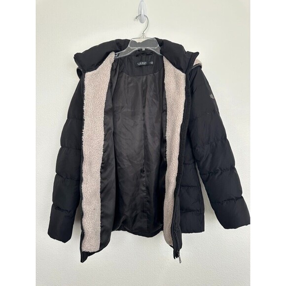 Ralph Lauren Black Label Down Puffer Jacket Full Zip Black Fleece Size Medium - Picture 6 of 13